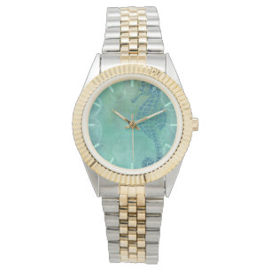Reloj De Pulsera Aguas azules, caballitos de mar y florecimiento