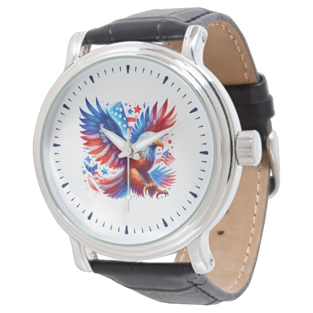 Reloj De Pulsera Águila blanca roja del águila estadounidense patri (Angular)