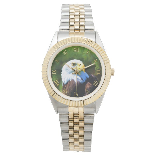 Reloj De Pulsera Águila calva en pintura de vida salvaje a la luz d (Anverso)