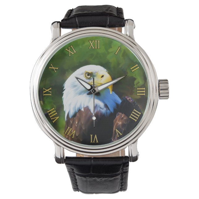 Reloj De Pulsera Águila calva en pintura de vida salvaje a la luz d (Anverso)