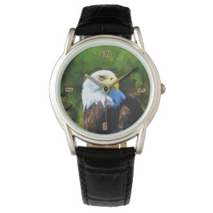 Reloj De Pulsera Águila calva en pintura de vida salvaje a la luz d