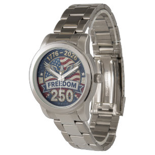 Reloj De Pulsera Águila Calva USA 250 Bandera Patriótica de Rhinest