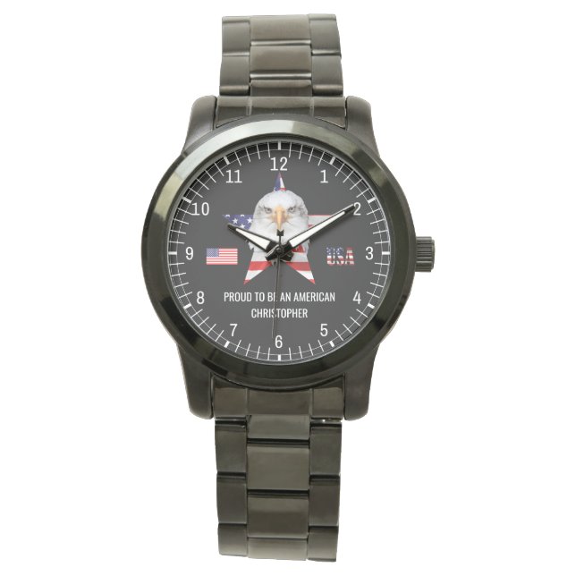 Reloj De Pulsera Águila De Estilo, Bandera Americana, Patriótico (Anverso)