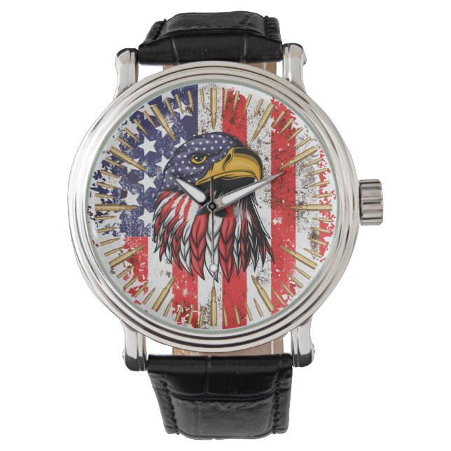 Reloj De Pulsera Águila estadounidense de bandera vintage (Anverso)