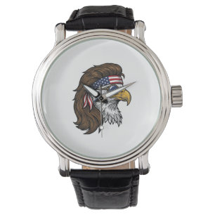 Reloj De Pulsera Águila Patriótica Mullet Grabado Vintage Vector De