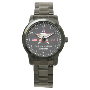 Reloj De Pulsera Águila Valiente, Bandera Americana, Patriótico