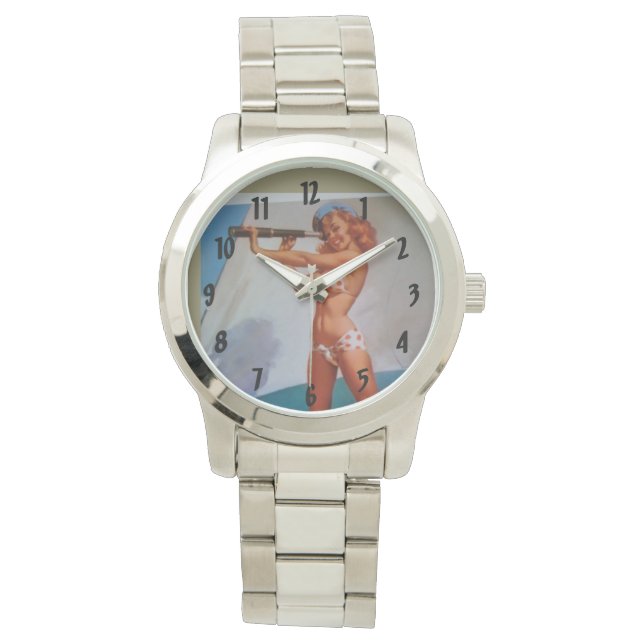 Reloj De Pulsera Ahoy Retro Vintage Pinups (Anverso)