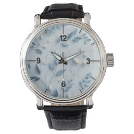 Reloj De Pulsera Ai Design Blue Floral Writing Watch cumpleaños Reg