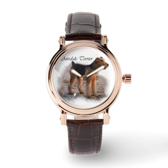 Reloj De Pulsera Airedale Terrier Art (Anverso)