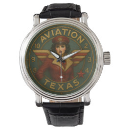 Reloj De Pulsera Airplane rustic pilot art Texas aviation