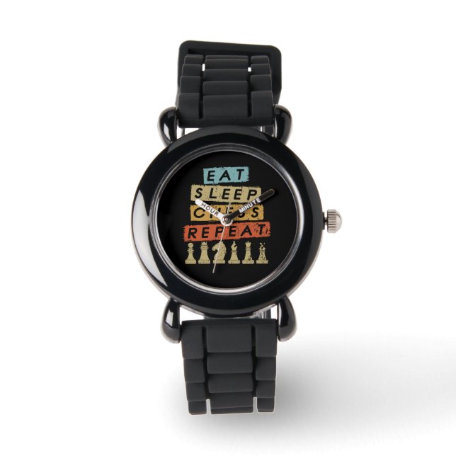 Reloj De Pulsera Ajedrez - Come Duerme Ajedrez Repite (Anverso)