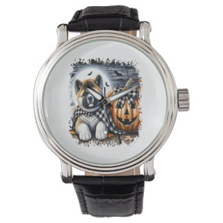 Reloj De Pulsera Akita Dog Halloween Square