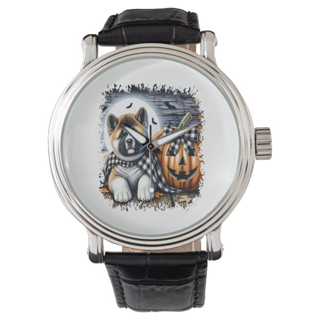 Reloj De Pulsera Akita Dog Halloween Square (Anverso)