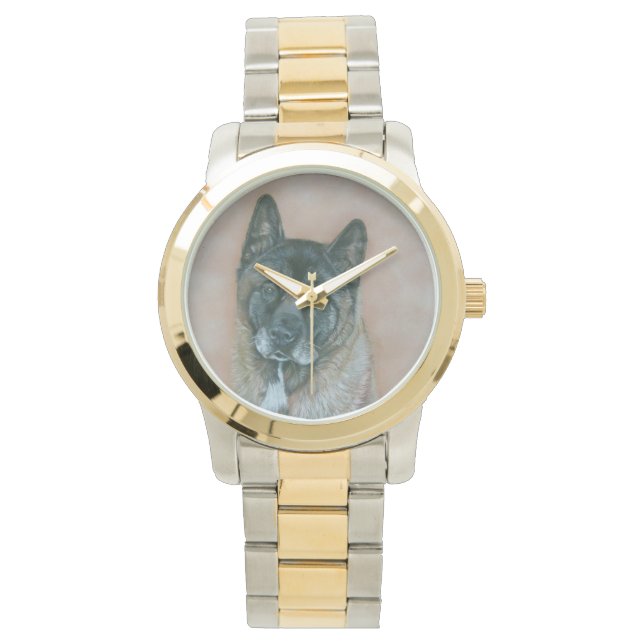 Reloj De Pulsera akita japonesa con arte de retrato de perro facial (Anverso)