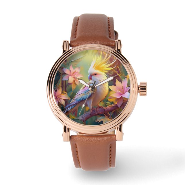 Reloj De Pulsera Ala irlandesa Cockatiel Fantasy Bird (Anverso)