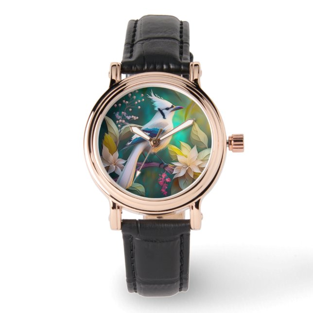 Reloj De Pulsera Ala Verde azulada de la marea blanca Jay Fantasy B (Anverso)