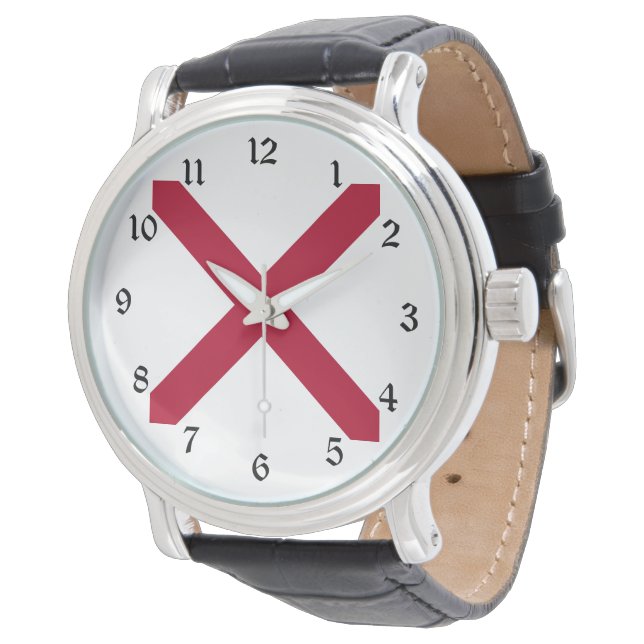 Reloj De Pulsera Alabama: Bandera de St Andrew Crimson (Angular)