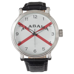 Reloj De Pulsera Alabama y bandera Números negros mens cn