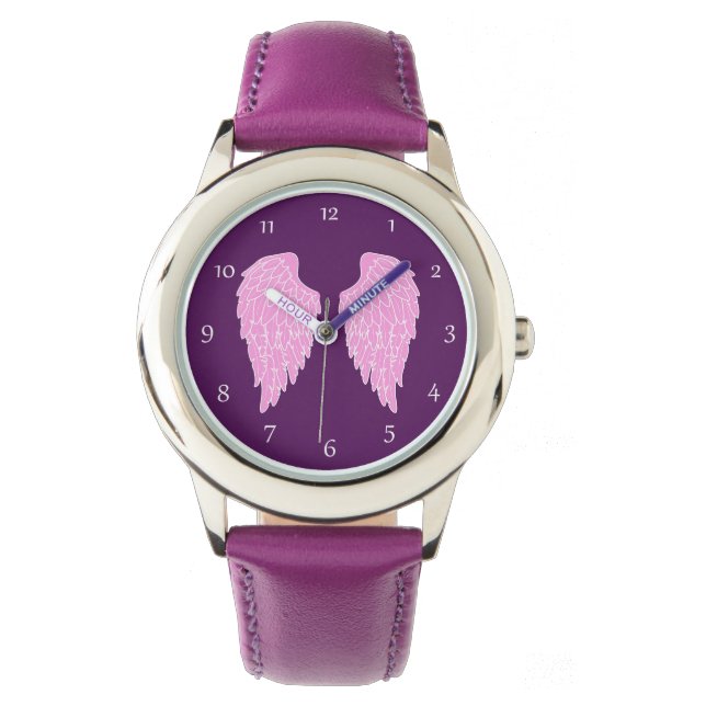 Reloj De Pulsera Alas de ángel rosado (Anverso)