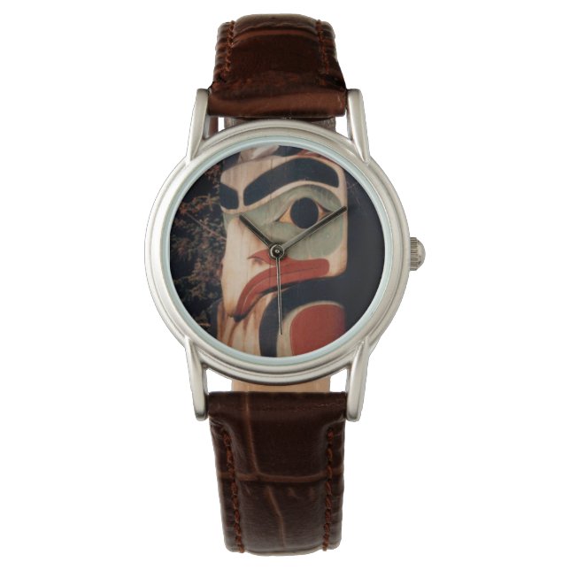Reloj De Pulsera Alaska Carved Wooden Totem Pole Foto Diseñada (Anverso)