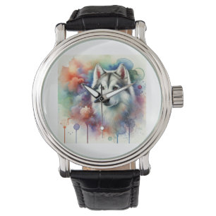 Reloj De Pulsera Alaskan Husky 060824AREF138 - Watercolor