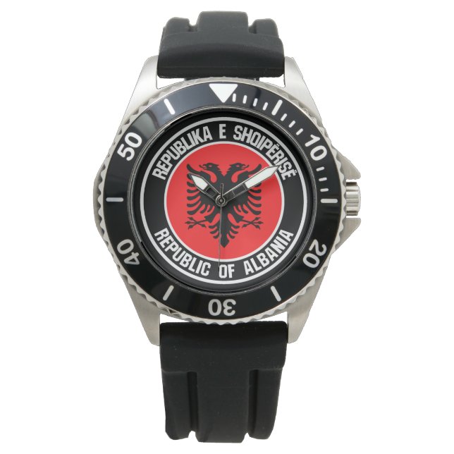 Reloj De Pulsera Albania redonda Emblem (Anverso)