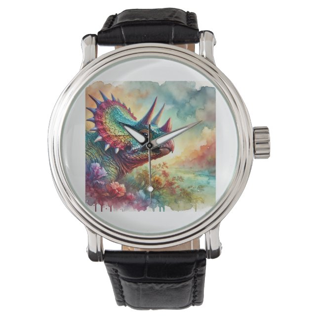 Reloj De Pulsera Albertaceratops in Nature 240824AREF125 - Watercol (Anverso)