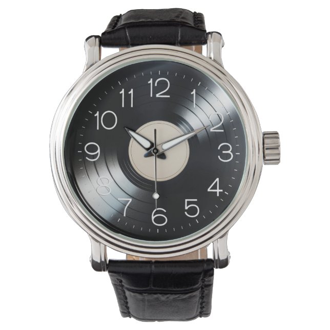 Reloj De Pulsera Álbum de discos de vinilo negro (Anverso)