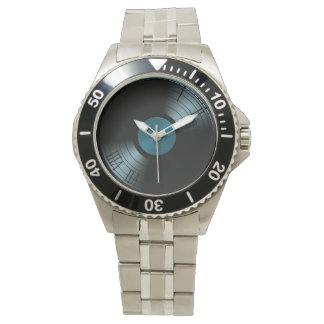 Reloj De Pulsera Álbum de récord de vinilo en rollo en azul