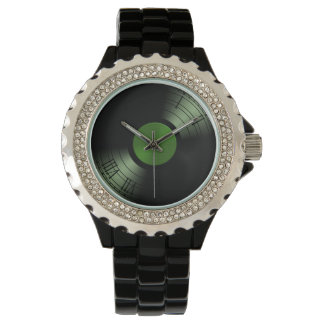 Reloj De Pulsera Álbum de récords de vinilo en rollo en verde