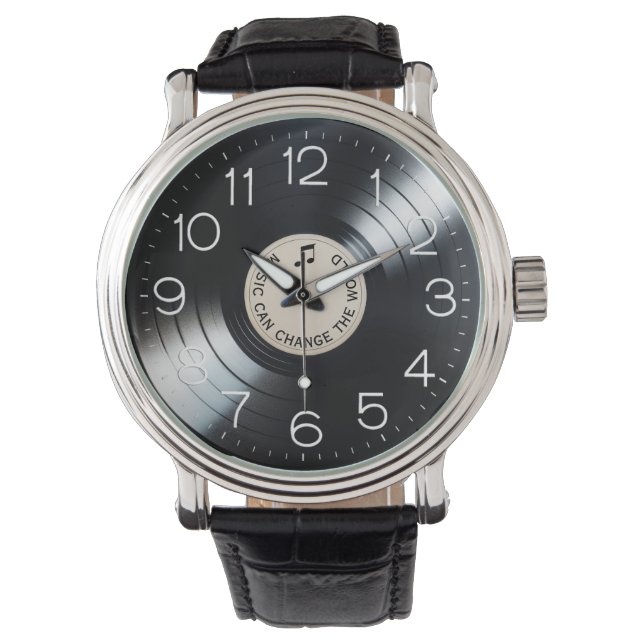 Reloj De Pulsera Álbum de registros de vinilo negro con cotización (Anverso)