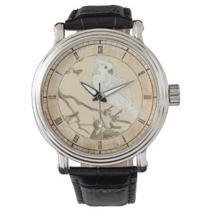 Reloj De Pulsera Álbum del pájaro y de la flor, Cockatoo y cameli