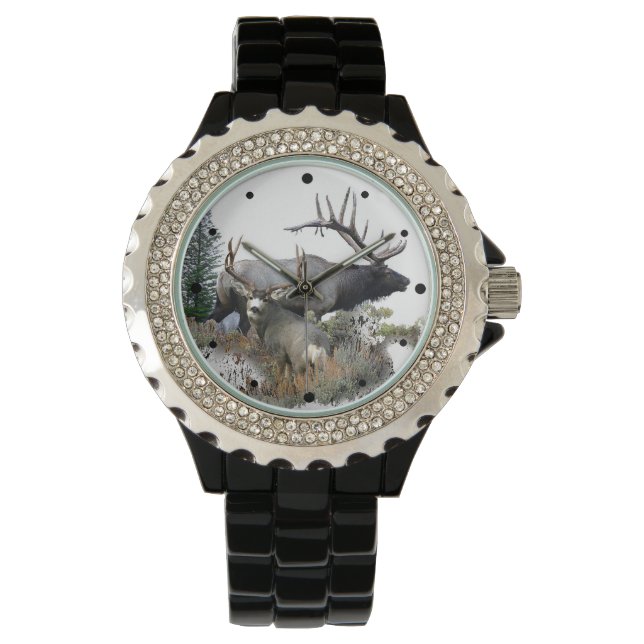 Reloj De Pulsera Alce de toro y ciervo negro (Anverso)
