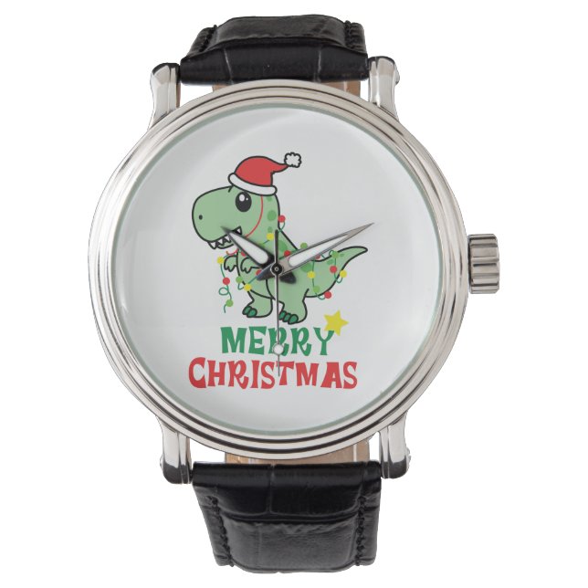 Reloj De Pulsera alegre navidad dinosaurio (Anverso)