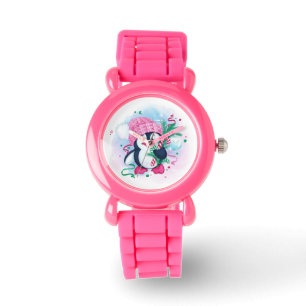 Reloj De Pulsera Alegre pingüino de vacaciones