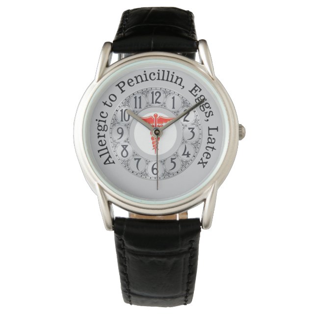 Reloj De Pulsera Alergia alimentaria de emergencia médica DIY caduc (Anverso)
