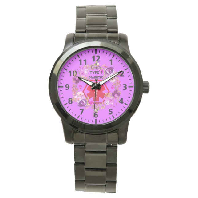Reloj De Pulsera Alerta diabética personalizada (Anverso)