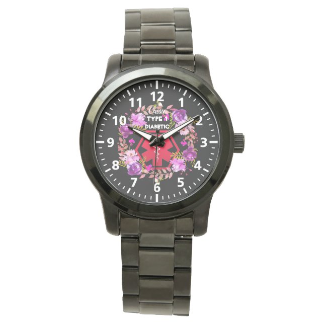 Reloj De Pulsera Alerta diabética personalizada (Anverso)