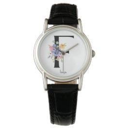 Reloj De Pulsera Alfabeto de flores silvestres F Watch