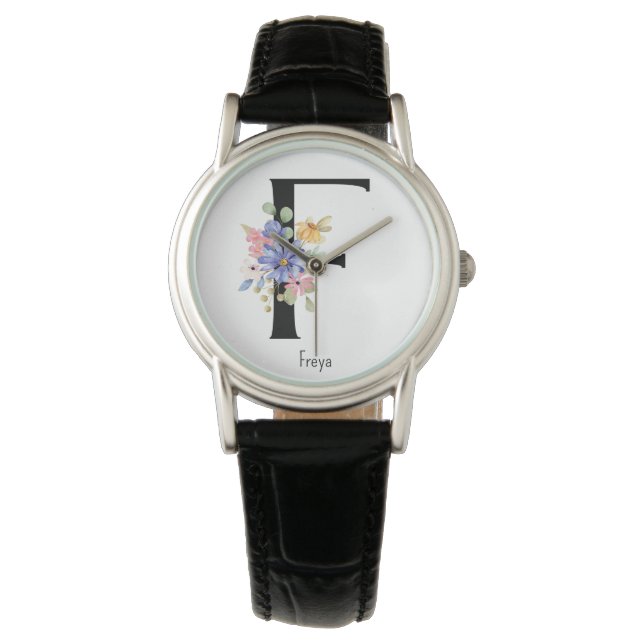 Reloj De Pulsera Alfabeto de flores silvestres F Watch (Anverso)