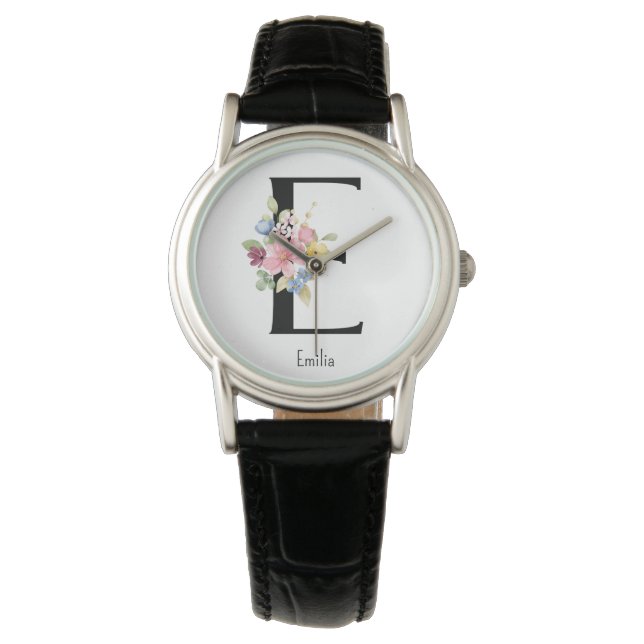 Reloj De Pulsera Alfabeto E Watch de flores silvestres (Anverso)