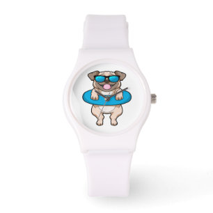 Reloj De Pulsera Alfombra blanca en suelo azul - Amante animal
