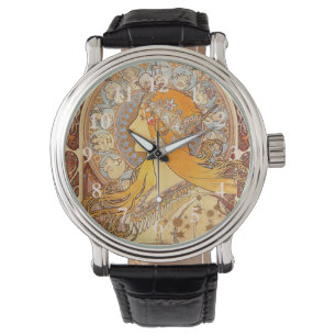 Reloj De Pulsera Alfonse Mucha Zodiac Art Nouveau Mujer