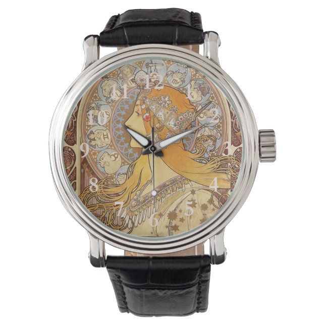 Reloj De Pulsera Alfonse Mucha Zodiac Art Nouveau Mujer (Anverso)