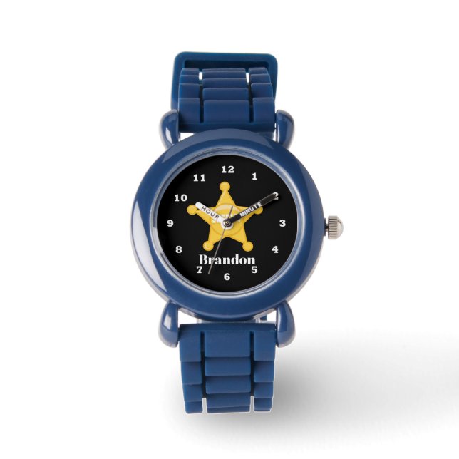 Reloj De Pulsera Alguacil de niños pequeños añádase el nombre (Anverso)