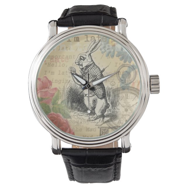 Reloj De Pulsera Alicia de conejo blanco en arte de maravillas (Anverso)