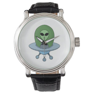 Reloj De Pulsera Alien en su pequeña nave espacial