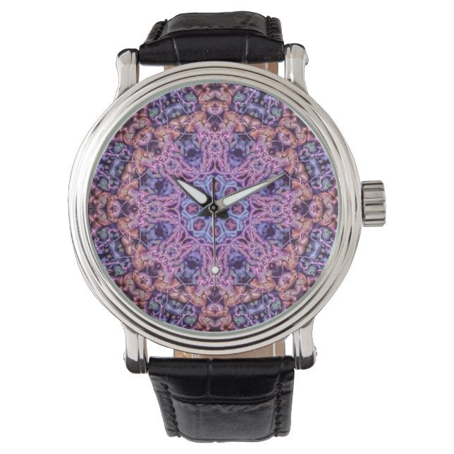 Reloj De Pulsera Alien Purple Psychedelic Kaleidoscopic Mandala (Anverso)