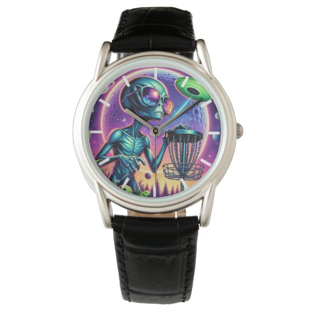 Reloj De Pulsera Alien y Flying Disk Golf Saucer (Anverso)