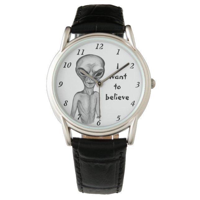 Reloj De Pulsera Alienígena Gris , Quiero creer (Anverso)